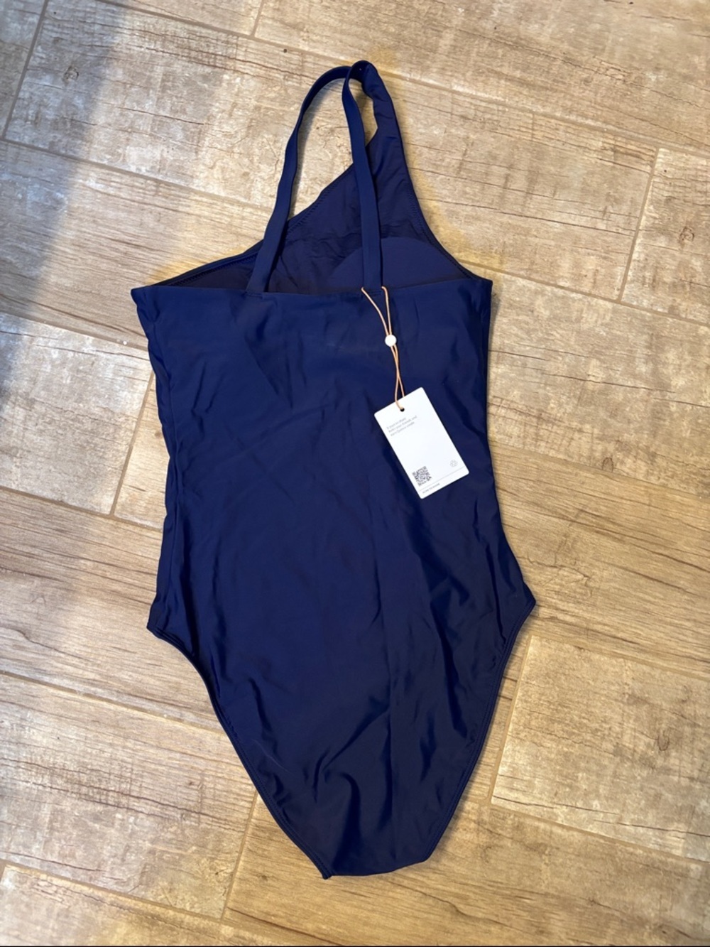 Quince One-Shoulder Navy Blue One-Piece Swimsuit- NWT - Picture 2 of 2